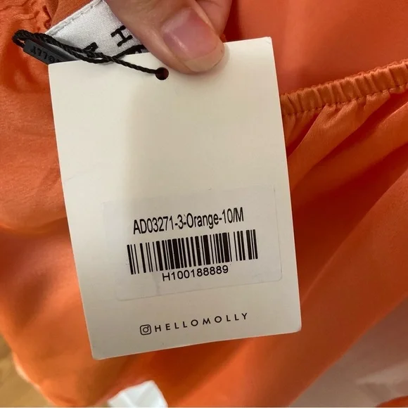 Hello Molly NWT Satin Open Back Cut Out Long Sleeve Orange Mini Dress Medium - Picture 9 of 12